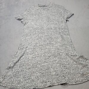 Kristin Nicole Dress Womens Large Grey Short Sleeve Ribbed Swing A-Line Casual